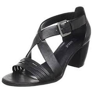 Ecco Women's Black Cross Strapped Leather Sandals Size 40 EUC Buckle Closure